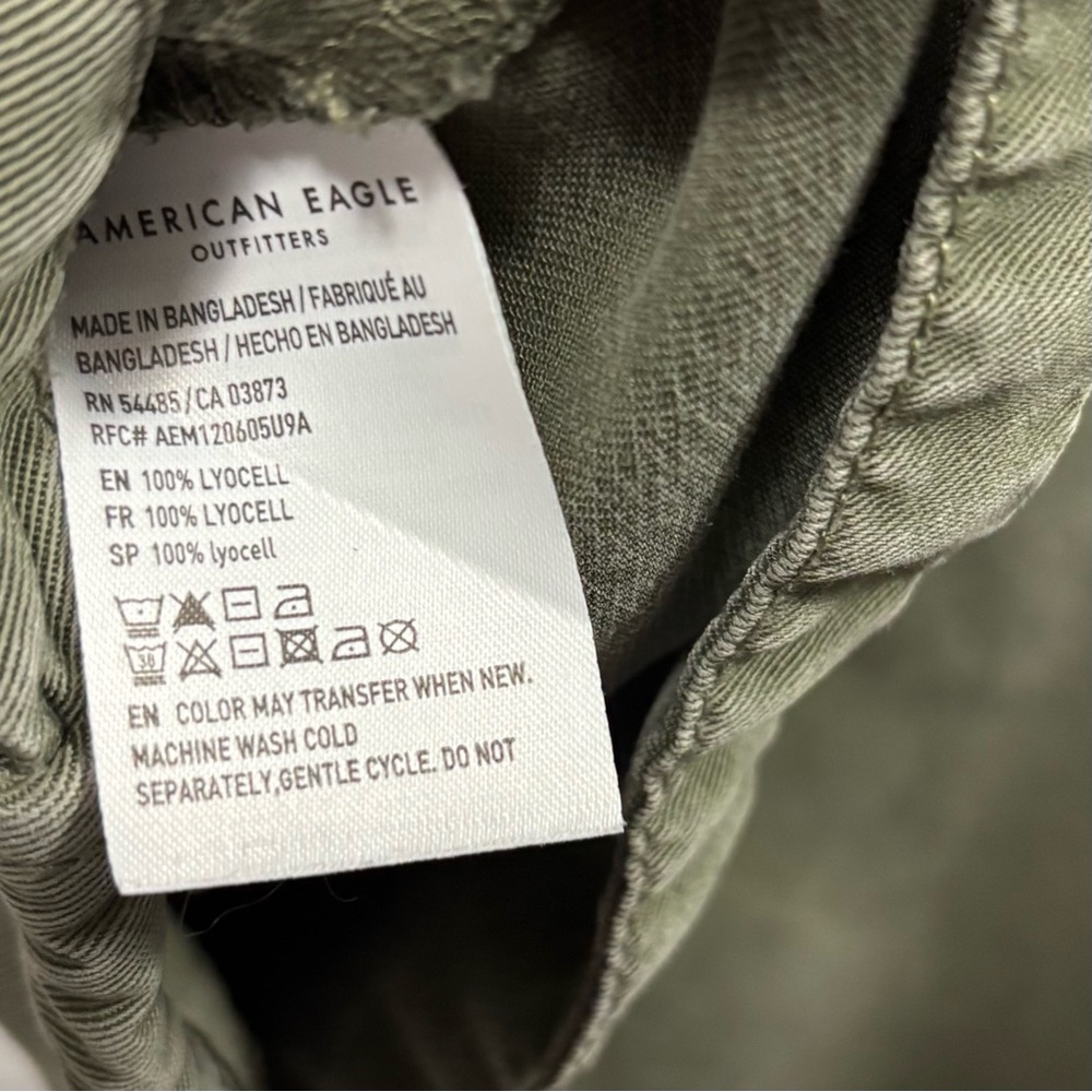 American Eagle Outfitters Olive Green Utility Cargo Jacket Hooded Grunge - Picture 6 of 7